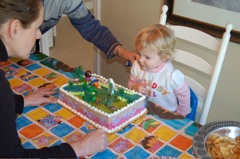 Mom Presenting the Great Dora Cake